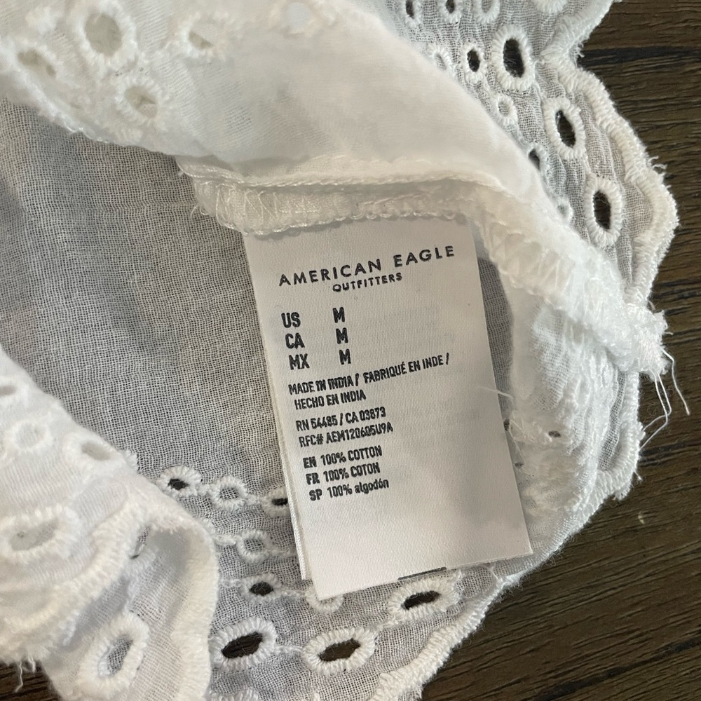 American Eagle Outfitters White Eyelet Top - Picture 7 of 7